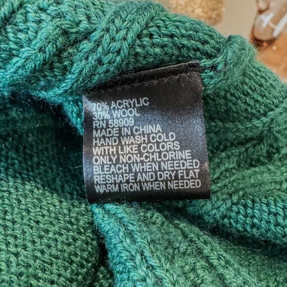 Antonio Melani Green V-Neck Cable Knit Peplum Sweater Flared Waist Womens Medium - Picture 7 of 8